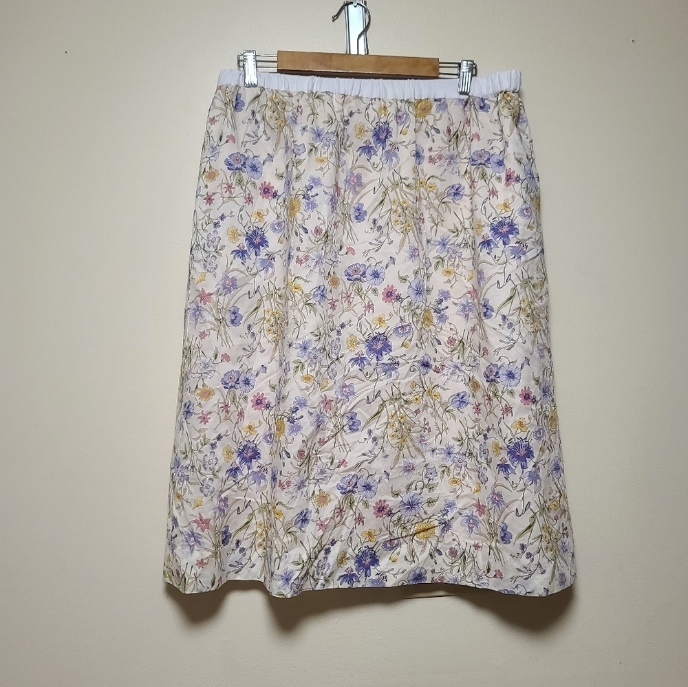Talbots Silk like  Floral Midi Skirt Cottagecore Women’s Size 10